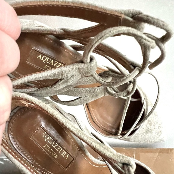 COPY - Aquazzura Neutral/Beige Suede Lace Up Pumps - Picture 3 of 5